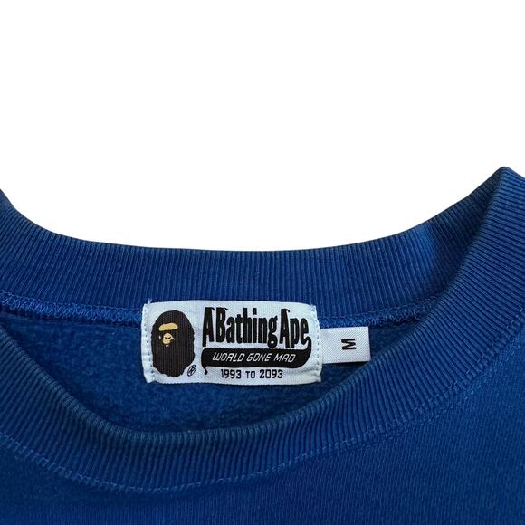 M Bape Royal Blue Flame Crewneck Sweater - Picture 4 of 5